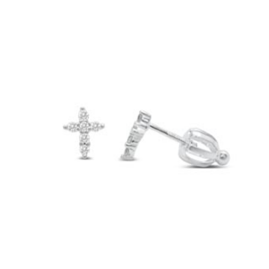 Stia Prong Cross Stud Earring in Sterling Silver