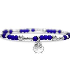Stia Cobalt Clam Shell - Seaglass Stretch in Sterling Silver