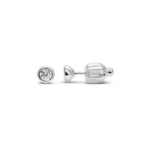 Stia Cubic Zirconia Bezel Earring (Sterling Silver-3mm)