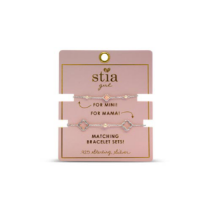 Stia Mama & Mini – Clover & Pearl Bracelet Set in Sterling Silver