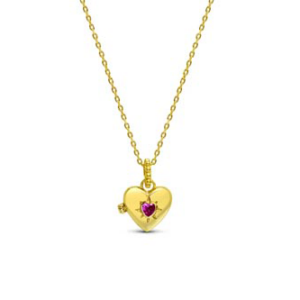 Stia Girl Locket with Heart Cubic Zirconia Bezel Necklace