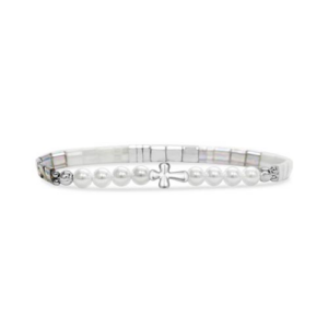 Stia Heavenly Words - Matthew 28:20 Silver Tone Morse Code Bracelet