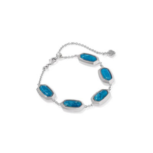 Kendra Scott Sterling Silver Elaina Bezel Delicate Chain Bracelet - Variegated Indigo Magnesite