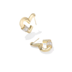 Kendra Scott Emery Heart Gold-Plated Hoop Earrings in White Cubic Zirconia