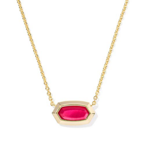 Kendra Scott Elisa Bezel Gold-Plated Short Pendant Necklace in Carmine Red Illusion
