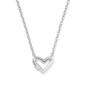 Kendra Scott Emery Heart Sterling Silver Short Pendant Necklace in White Cubic Zirconia