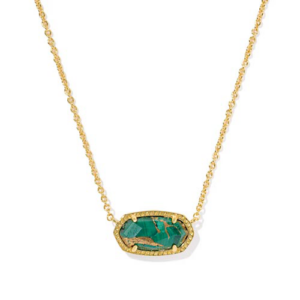 Kendra Scott Gold-Plated Elisa Pendant Necklace in Bronze Veined Green Malachite