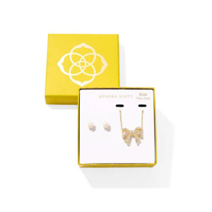Kendra Scott Krista Bow Necklace and Aston Earrings Gift Set (Gold-Plated)