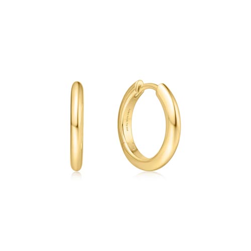 Ania Haie Gold Plated Tube Small Huggie Hoop Earrings