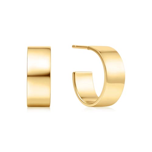 Ania Haie Gold Plated Flat Medium Hoop Earrings