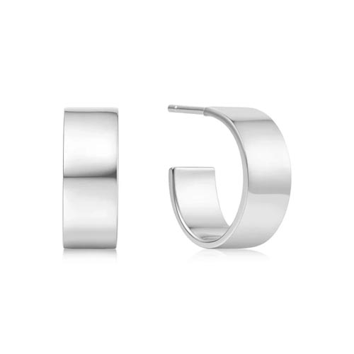 Ania Haie Sterling Silver Flat Medium Hoop Earrings