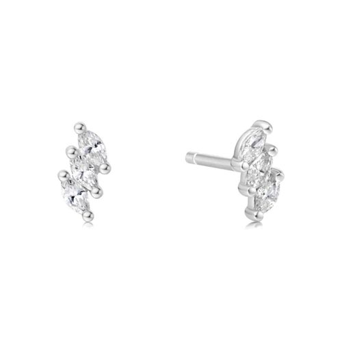 Ania Haie Sterling Silver Triple Marquise Stud Earrings