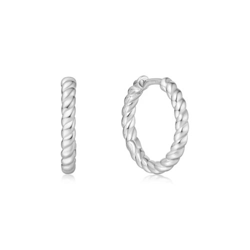 Ania Haie Sterling Silver Texture Medium Huggie Hoop Earrings