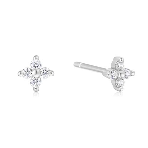 Ania Haie Sterling Silver Four-Petal Stud Earrings