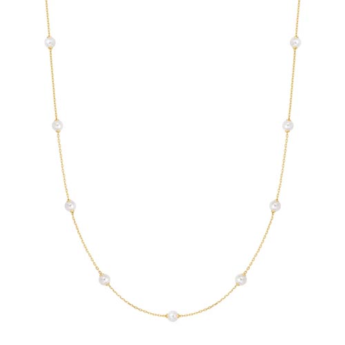 Ania Haie Gold Plated Shell Pearl Station Chain Necklace