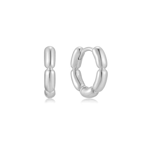 Ania Haie Sterling Silver Segmented Puffy Huggie Hoop Earrings