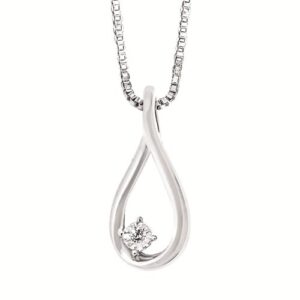 Ostbye .01 ctw Diamond Teardrop Pendant Set In Sterling Silver