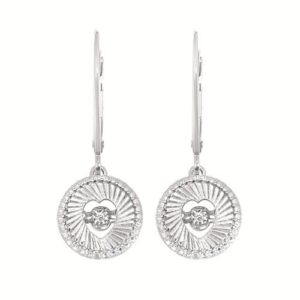 Ostbye Shimmering Diamonds Disc Heart Drop Earrings With .015 ctw Diamonds Set In Sterling Silver