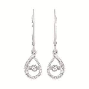 Ostbye Shimmering Diamonds Teardrop Earrings With .015 ctw Diamonds Set In Sterling Silver