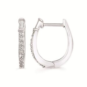 Ostbye 1/5 Ctw. Diamond Baguette & Round Hoop Earrings In Sterling Silver