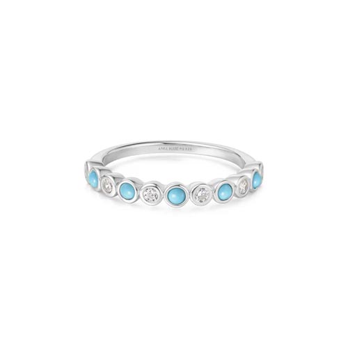Ania Haie Sterling Silver Bezel Lab Created Turquoise Ring