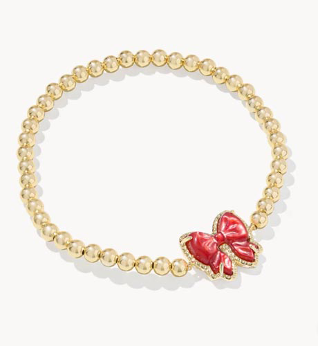Kendra Scott-Haley Bow Gold Stretch Bracelet in Scarlet Mother-of-Pearl