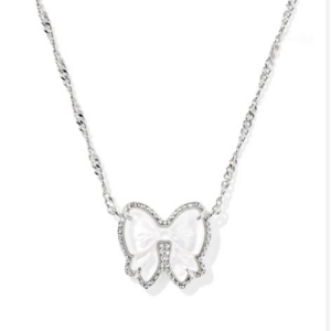 Kendra Scott-Haley Bow Short Pendant Necklace Silver Ivory Mother Of Pearl