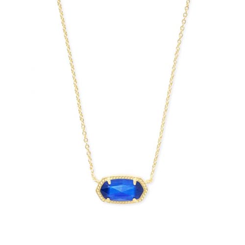 Kendra Scott Yellow Gold Plated Elisa Necklace in Cobalt Cats Eye