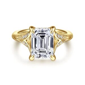 Gabriel & Co. Taye - 14K Yellow Gold Split Shank Emerald Cut Diamond Engagement Ring