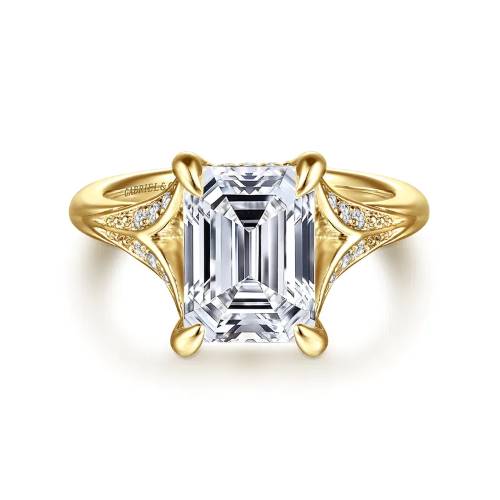 Gabriel & Co. Taye - 14K Yellow Gold Split Shank Emerald Cut Diamond Engagement Ring