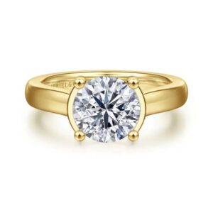 Gabriel & Co. Villa - 14K Yellow Gold Half Bezel Oval Diamond Engagement Ring