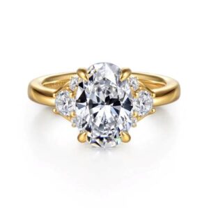 Gabriel & Co. Mattie - 14K Yellow Gold Oval Lotus Diamond Engagement Ring
