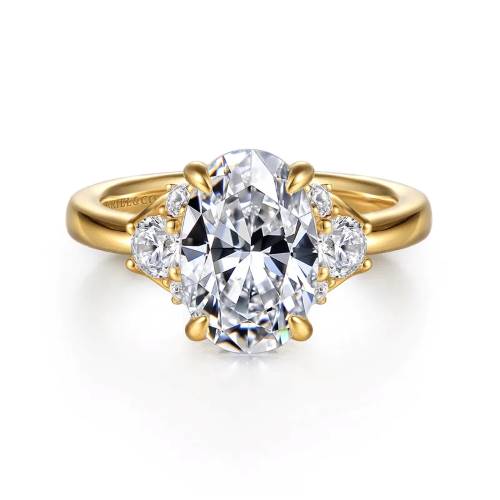 Gabriel & Co. Mattie - 14K Yellow Gold Oval Lotus Diamond Engagement Ring