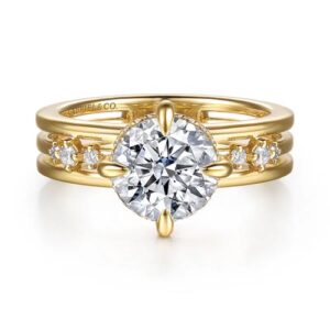Gabriel & Co. Everlasting - 14K Yellow Gold Compass Prong Round Diamond Engagement Ring