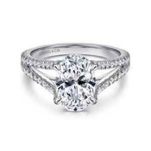 Gabriel & Co. Tartan - 14K White Gold Oval Diamond Engagement Ring