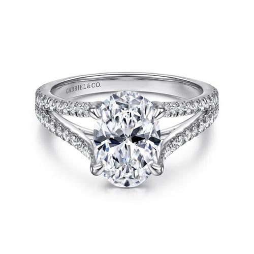 Gabriel & Co. Tartan - 14K White Gold Oval Diamond Engagement Ring