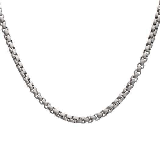 INOX Gents 4mm Titatanium Matte Box Chain 22"