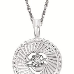 Ostbye Sterling Silver .02 ctw Open Heart Diamond Shimmer Pendant Necklace