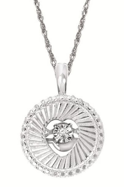 Ostbye Sterling Silver .02 ctw Open Heart Diamond Shimmer Pendant Necklace