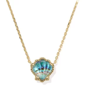 Kendra Scott Brynne Sterling Silver Gold Plated Abalone Shell Pendant Necklace