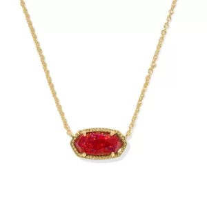 Kendra Scott Elisa Sterling Silver Gold Plated Red Opal Necklace