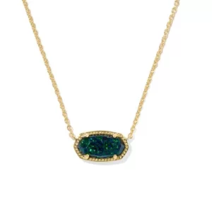 Kendra Scott Elisa Sterling Silver Gold Plated Night Opal Necklace