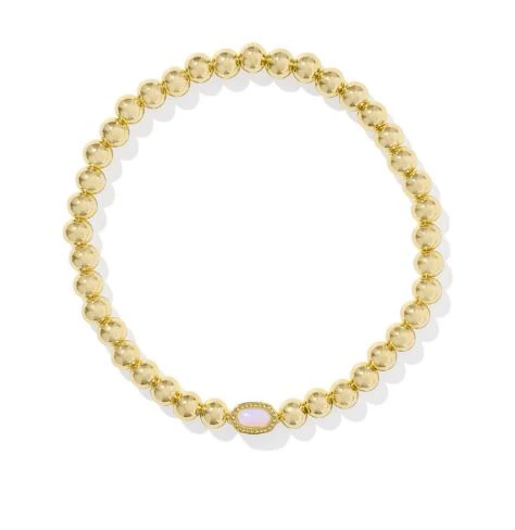 Kendra Scott Mini Elaina Stretch Pink Opalite Gold Plated Sterling Silver Bracelet