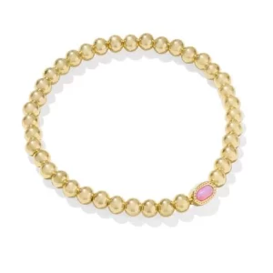 Kendra Scott Mini Elaina Stretch Carnation Opal Gold Plated Sterling Silver Bracelet