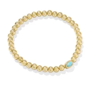 Kendra Scott Mini Elaina Stretch Light Teal Gold Plated Sterling Silver Bracelet