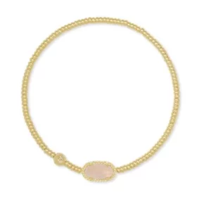 Kendra Scott Grayson Gold Plated Sterling Sivler Rose Quartz Stretch Bracelet