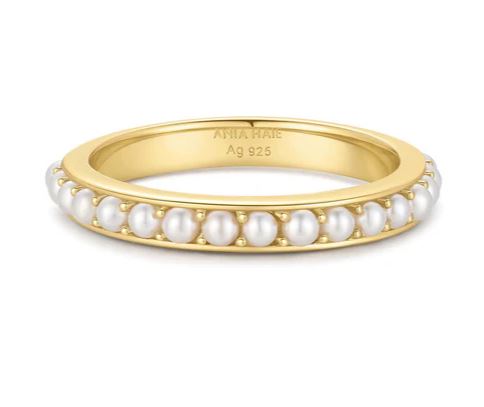 Ania Haie Sterling Silver Gold Plate Pearl Beaded Ring