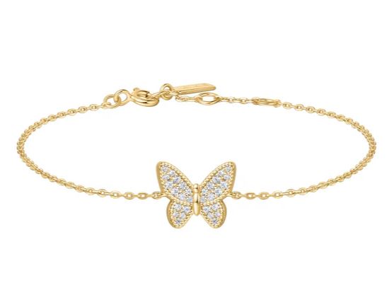 Ania Haie Sterling Silver Gold Plate Pave Butterfly Bracelet