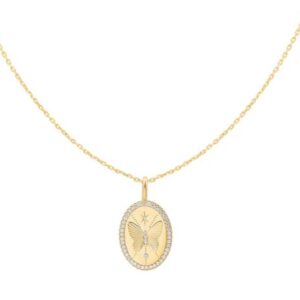 Ania Haie Sterling Silver Gold Plate CZ Oval Butterfly Necklace