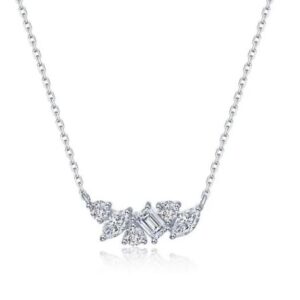 Lafonn Sterling Silver .75 ctw Simulated Diamond Cluster Stationary Pendant Necklace 20"